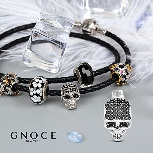 Image of GNOCE Skull Pendant Charm Silver Dangle Charms Bead fit Bracelet /Necklace Jewelry Gift for Women Men