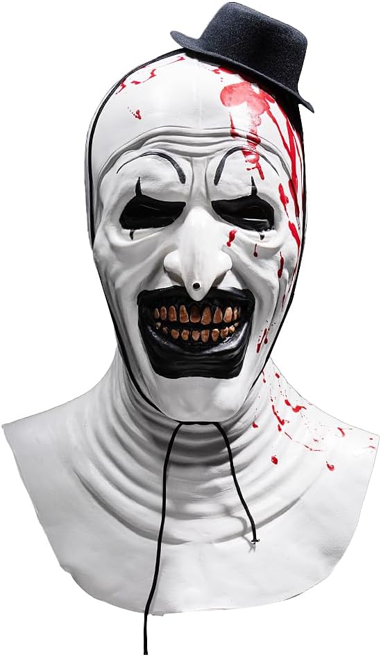Vodterita Adult Terrifier Art The Clown Mask Scary Bloody Killer Halloween Costume Accessory White