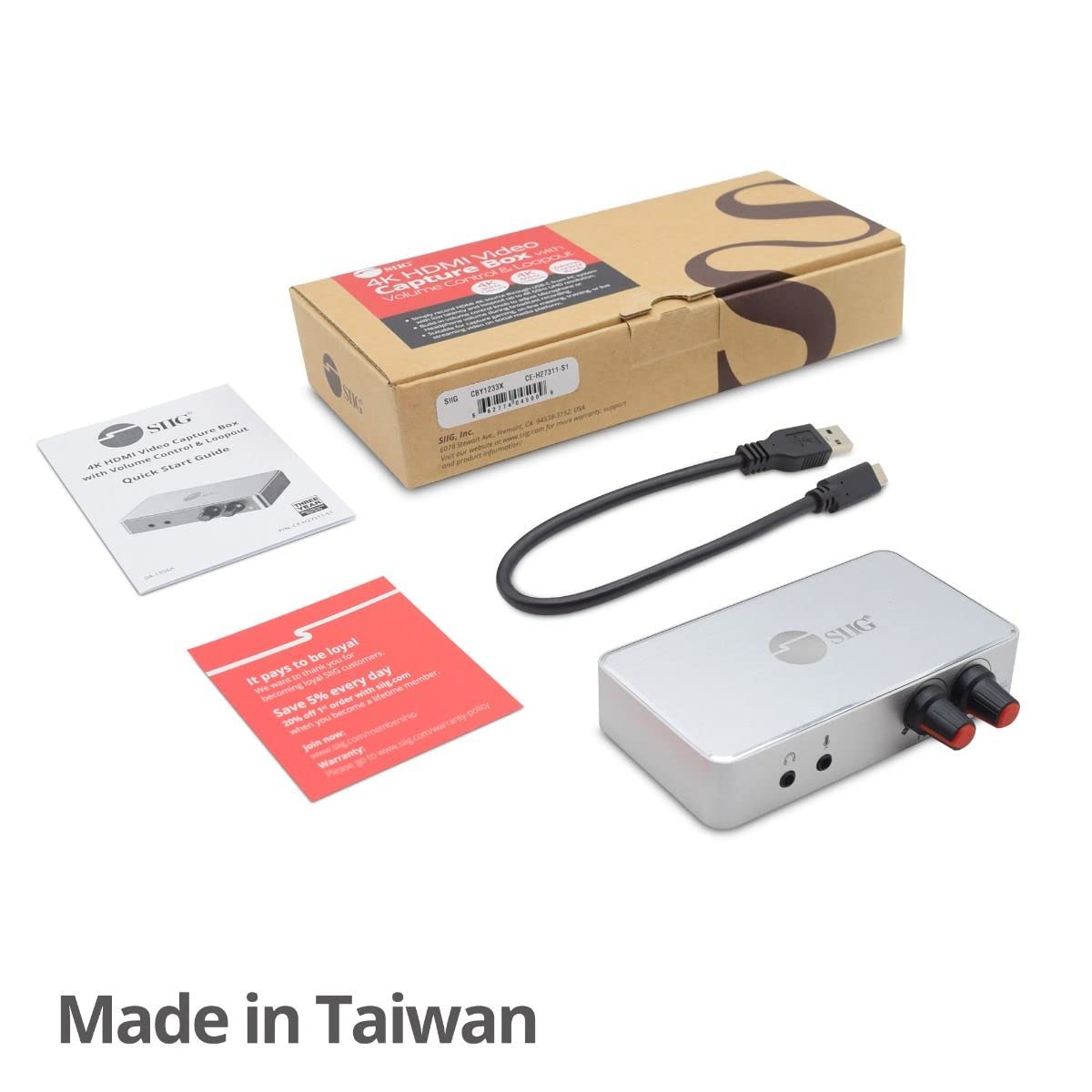 SIIG Tarjeta de captura de audio y video 4K, dispositivo de captura de video USB-C HDMI con control de volumen, grabación de juegos 4K 30Hz, transmisión en vivo (CE-H27311-S1)