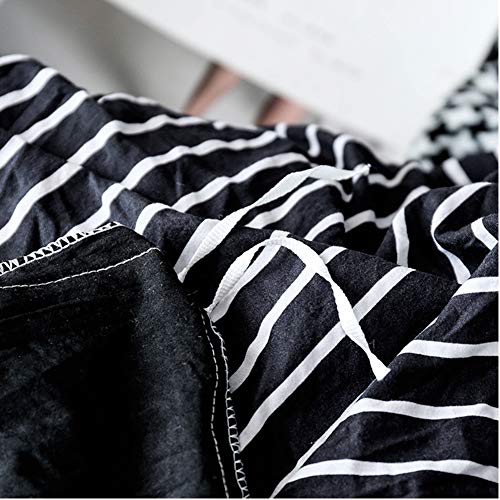 Lamejor Duvet Cover Sets Queen Size Striped Pattern Reversible Luxury Soft Bedding Set Comforter Cover (1 Duvet Cover+2 Pillowcases) Black/White #TOP6