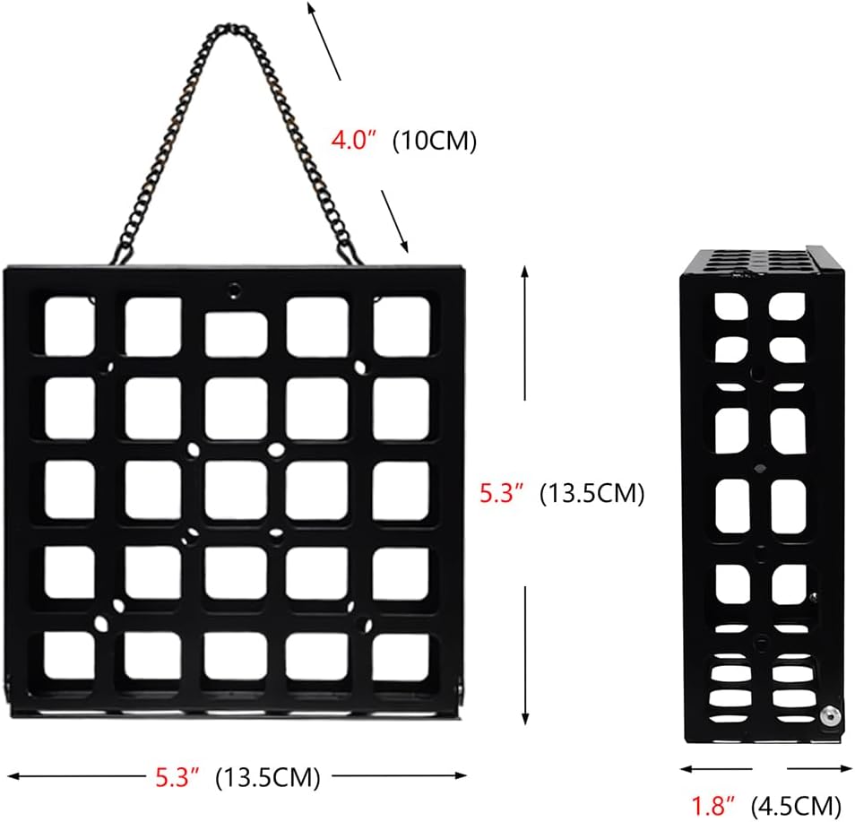 Diagram showing the dimensions of the suet bird feeder