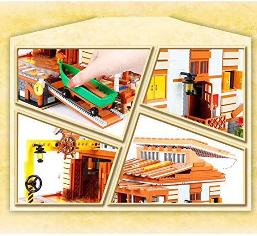 LAKIOMZ Architektur Modellbaustein, Modular Angelboot Reparatur Shop Bausets mit Minifiguren, Bauset Kompatibel mit Lego… – Bild 3