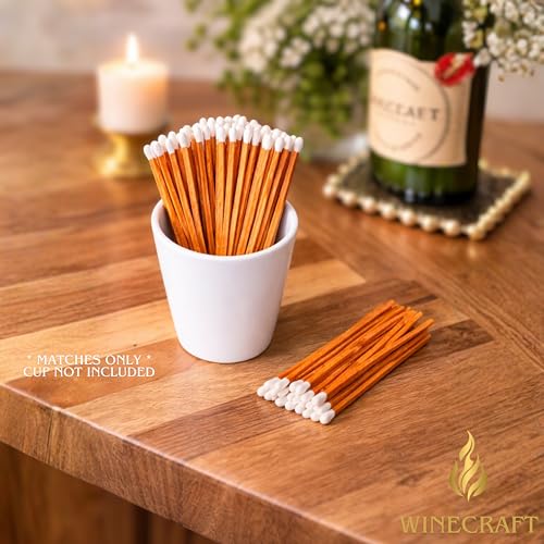 Image of 500 Count | 4 inch Brown Stick Matches | Strikers Included | Color Tip Wooden Match | Refill for Matchstick Jars, Candle Display, Holders & Bottles | 4 in inches Long