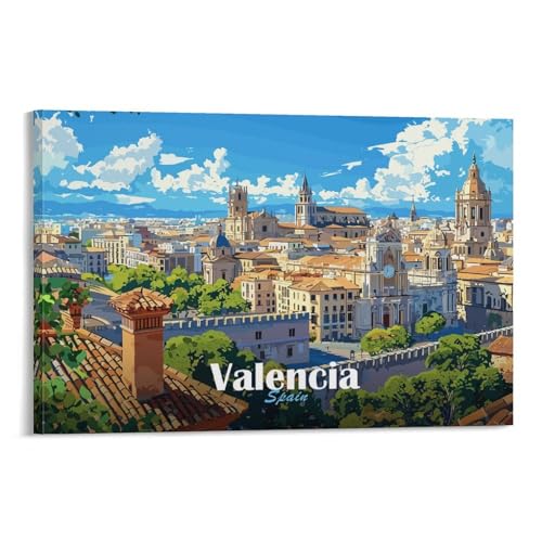 Tableau sur toile Valencia decoration murale grand format impression d art chambre et salon