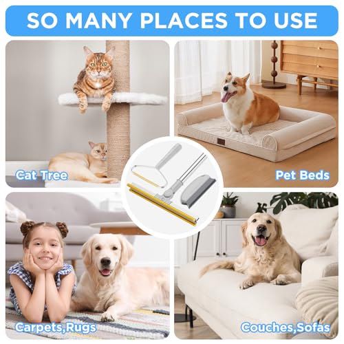 Bolfie 3 in 1 Carpet Rake for Pet Hair Removal, Gray by Bolfie - Image 2