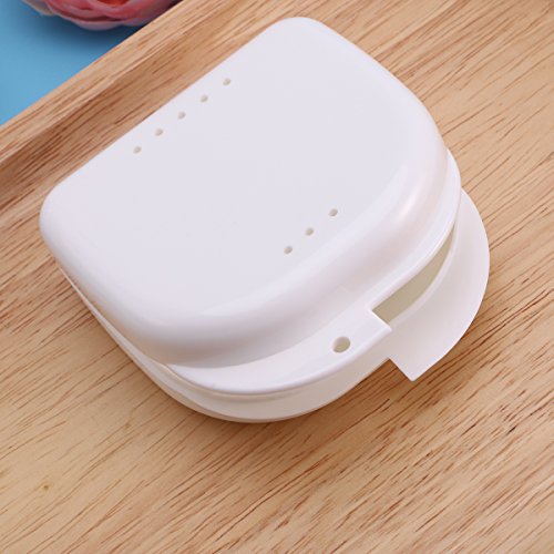 ULTNICE 2 X Zahnspangendose Mit BelüFtungslöChern Und Schnappverschluss, Prothesendose, Aufbewahrungsbox FüR Retainer, Prothese, Weiß, 8,5 X 8,2,8 Cm