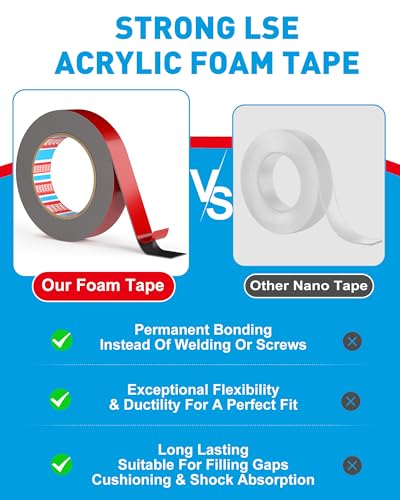 Image of EMITEVER Double Sided Tape Heavy Duty, Tesa Adhesive Mounting Tape Waterproof, 0.94IN x 18FT Strong Acrylic Foam Tape for Walls, Automotive, Home Office Decor