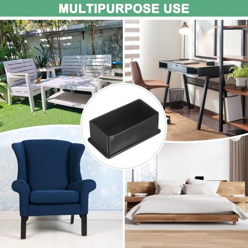 Image of M METERXITY 4-Pack Rectangle Chair Leg Caps, 1.57 x 3.15 (40 x 80mm) PVC Chair Leg Floor Protectors for Chairs /Table /Bed, Furniture Feet Covers Cups Non-Slip End Tips