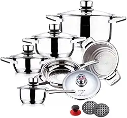 Jogo De Panelas Alemãs de Aço Cirurgico Inox 19 Peças