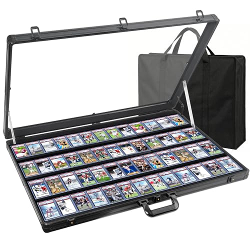 Card Display Case Aluminum Trade Show Display Case Large Portable Trading with Lock for Collectibles, Sports Cards. 34IN x 22IN - Black