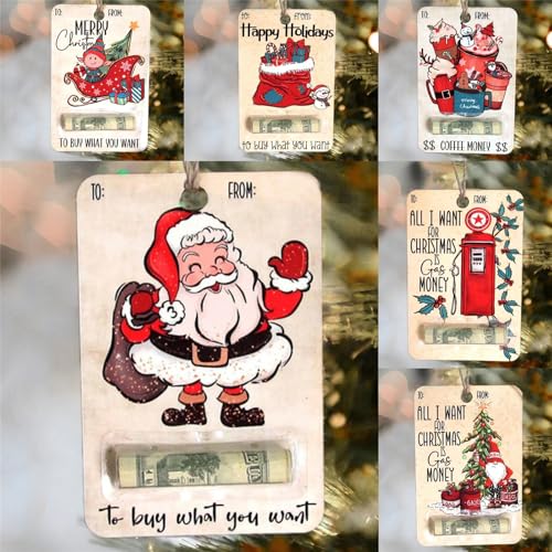 Christmas Money Holders Gift, 2024 Christmas Money Holders for Cash, Handmade Wooden Money Clip, Money Tree Gift Holder with Clips (A)3
