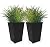 Keter Set of 2 Resin Modern Outdoor 22 Inch Tall Large Flower Pots, Tapered Wood Look Planters for Outdoor Plants and Front Porch Decor, Graphite