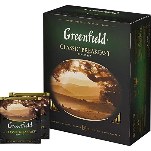 Greenfield Classic Breakfast Сlassic Collection Black Tea Finely Selected Speciality Tea 100 Double Chamber Teabags With Tags In Foil Sachets #TOP11
