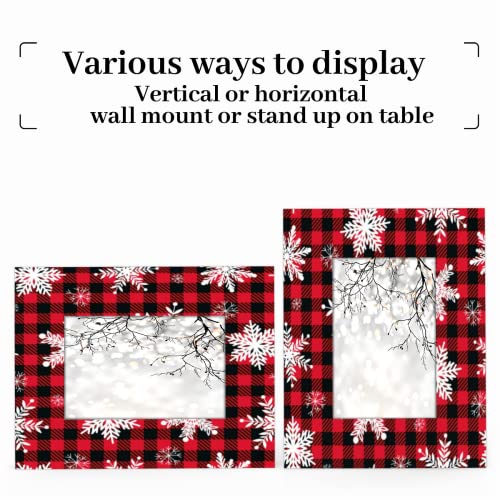 Pardick Christmas Snowflake 4X6 Picture Frame, Red Black Buffalo Plaid Wooden Photo Frames For Tabletop And Wall Display, Picture Frame Home Decor #TOP3