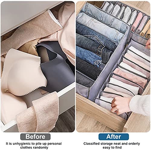 Kesaplan 3Pcs Wardrobe Clothes Organizer, 7/7/9 Grids Visible Foldable Closet Organizers, Compartment Storage Box With Mesh Separation, Washable Drawer Dividers Organizers (Pants+T-Shirt+Legging) #TOP4