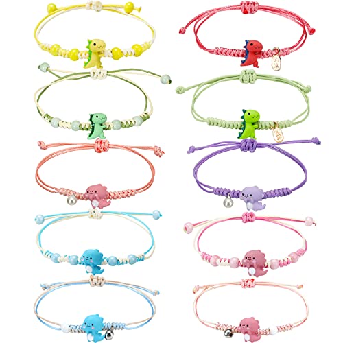 Junkin 10 Pieces Dinosaur Matching Bracelets For Teens Friendship Bracelet Woven String Bracelets Adjustable Braided Bracelets Cute Animal Bracelet Valentine Gift For Kids Girls Friends #TOP27
