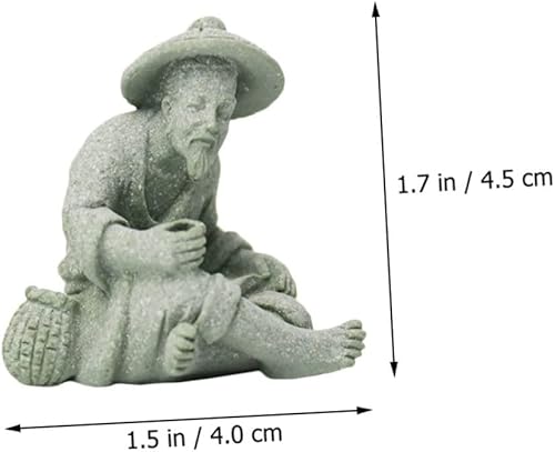 Miniatura 2 de 2 mini figuras de pescador de piedra arenisca china sentado pesca jardín estatua adorno para pecera micro paisaje bonsái hadas jardín decoraciones
