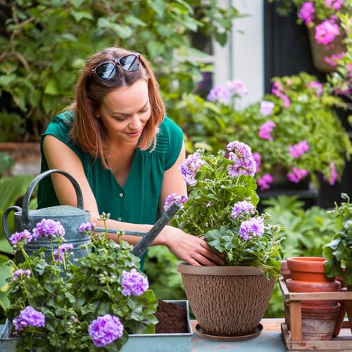 4 Pack 10 Inch Plant Pot, Plastic Flower Pots Outdoor with Drainage Hole & Tray, Planters for Indoor Outdoor Plants, Lightweight Modern Decorative Garden Pot with Saucer - Image 3