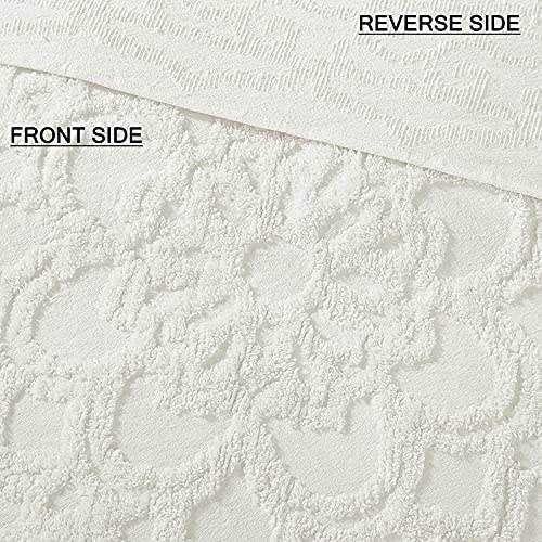 Madison Park Laetitia Lightweight 100% Cotton Quilt Set, Breathable Chenille Tufted, Shabby Chic Boho Medallion Design, Sham, Floral Ivory W/ Tassels, Full/Queen (90 In X 90 In) 3 Piece #TOP4