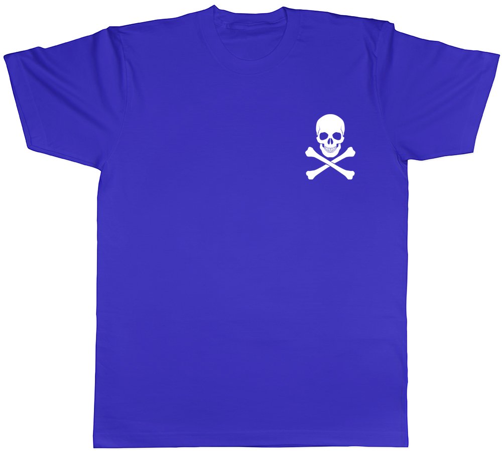 Shopagift Men's Blue Skull And Crossbones Pocket Design Gothic Unisex T-Shirt