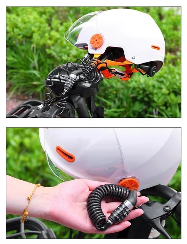 Lucchetto per Bicicletta con Password, antifurto, Lucchetto per Casco Portatile per Bicicletta, Universale, con Cavo in Acciaio a 4 cifre, Sicurezza per Ciclismo (Lucchetto per Bicicletta)