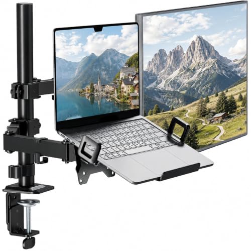 monTEK 2-in-1 Monitor Halterung für17-32 Zoll Monitor und 12-17 Zoll Laptop