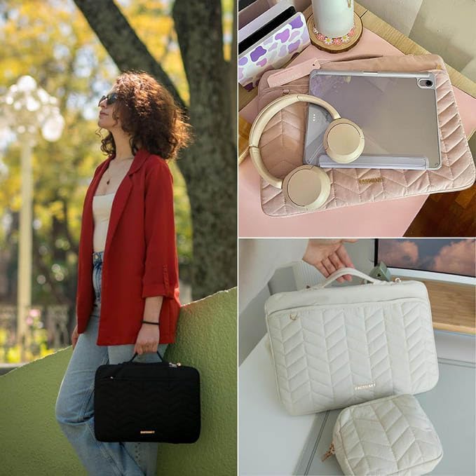 Miniatura 9 de BAGSMART Funda para laptop de 15 a 16 pulgadas con asa, funda acolchada para laptop para mujer, funda portátil para MacBook AirPro compatible con