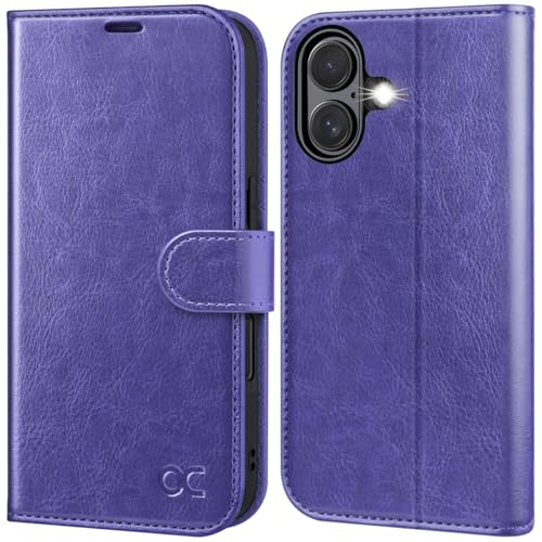 OCASE for iPhone 16 Case, PU Leather Wallet, Magnetic Flip Folio Cover with RFID Blocking, Card Holders, Shockproof TPU
