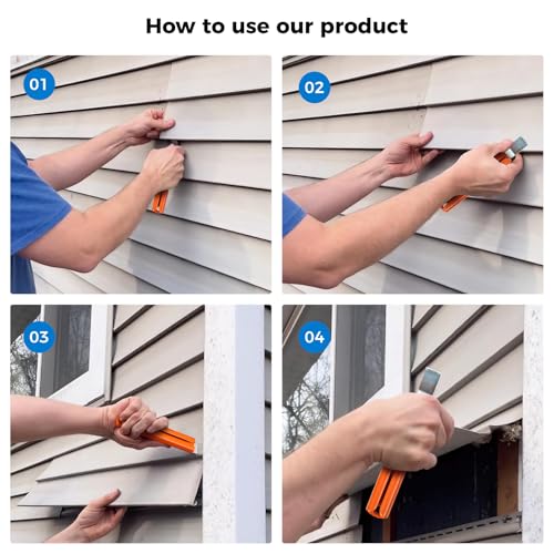 Image of 7 inch Vinyl Siding Removal Tool - Extra Long Non-Slip Grip Handle, 5 Pack Vinyl Siding Hooks, Installation & Repair Tool