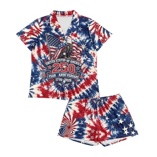 Image of Women's Short Sleeve Sleepwear Button 2 Piece Plus Size Pajamas Casual Soft Stretchy Funny Nightwear with Pockets