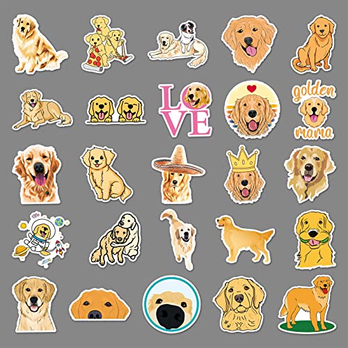 Golden Retriever Aufkleber 50 Stück niedlich Aesthetics Hunde Aufkleber für Laptop Wasserflasche Hydroflask Skateboard Computer Gepäck Auto,Vinyl Wasserdicht Tier Stickers für Kinder Jugendliche