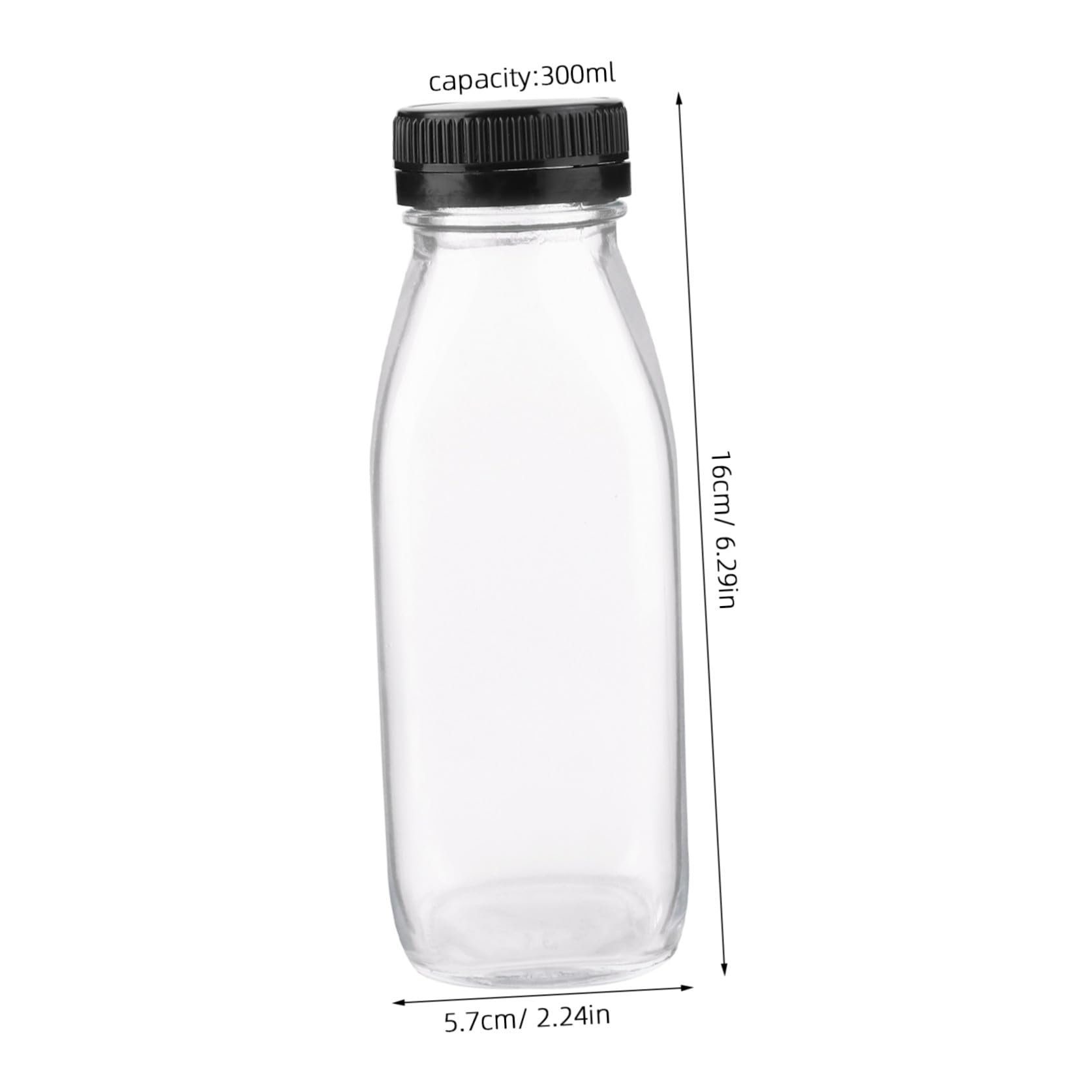 Yardenfun 5 Stück Glasflaschen 300 Ml Transparent mit Schraubverschluss Lebensmittelecht Spülmaschinenfest für Milch Saft Wasser