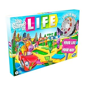 Juego The Game of Life, Juego de Mesa para la Familia de 2 a 4 Jugadores, para niños a Partir de 8 años, Incluye Clavijas de Colores