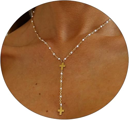 Miniatura 8 de Collar en forma de Y con gota para mujer, collar lariat simple chapado en oro de 18 quilates, joyería minimalista para el día a día