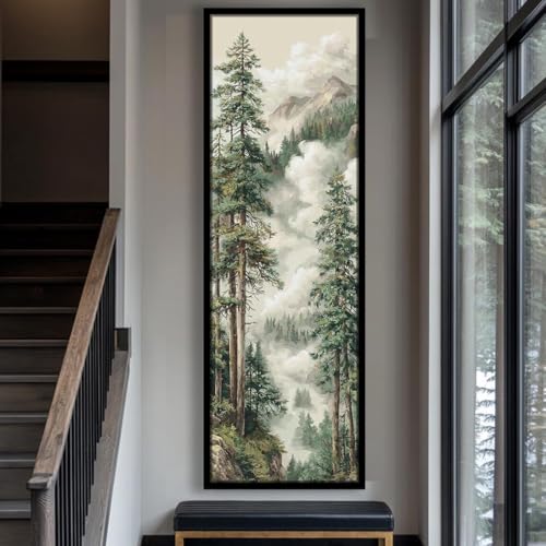 Œuvre d'art longue et étroite : tableau vertical de bureau 50 x 150 cm