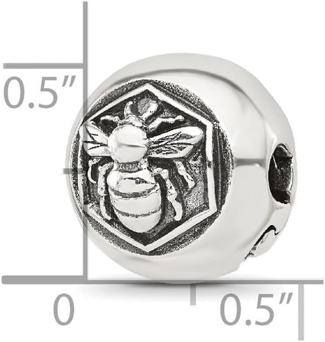 JewelryWeb 13mm 925 Sterling Silver Reflections Round Bee Hinged Bead Charm Pendant Necklace for Women - Image 2