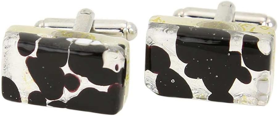 Glass Of Venice Murano Glass Venetian Classic Rectangular Cufflinks - Dark Purple Silver