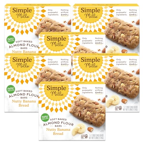 Image of Simple Mills Almond Flour Soft Snack Bars, Nutty Banana, 6pk, 30ct, 1.19oz | 30 Total Count, Bulk Pack, Certified Gluten Free Breakfast Bars, Delightfully Nutritious, Homemade Taste, Grain Free