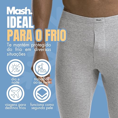 MASH Kit 2 Ceroula Minhocão Underwear Motoqueiro Frio Intenso Adulto, 1 Cinza - 1 Preto, M