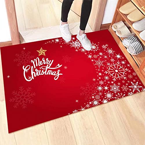 ZZDXW Felpudo Entrada Casa Copo De Nieve Rojo Felpudo Antideslizante,Felpudo Exterior Lavable a Máquina Alfombra Entrada Absorbente Felpudos Desinfectantes para Pasillo,Cocina, Jardín(40x60cm)