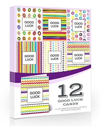 Olivia Samuel 12 x Mixed Good Luck Cards Pack with Envelopes. UK Made and Fully Recyclable