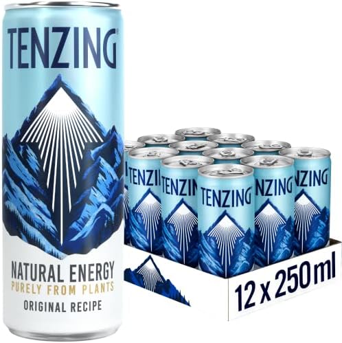TENZING Natural Energy Drink, Plant Based, Vegan, & Gluten Free Drink, Original Recipe, 250ml (Pack of 12)
