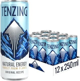 TENZING Natural Energy Drink, Plant Based, Vegan, & Gluten Free Drink, Original Recipe, 250ml (Pack of 12)