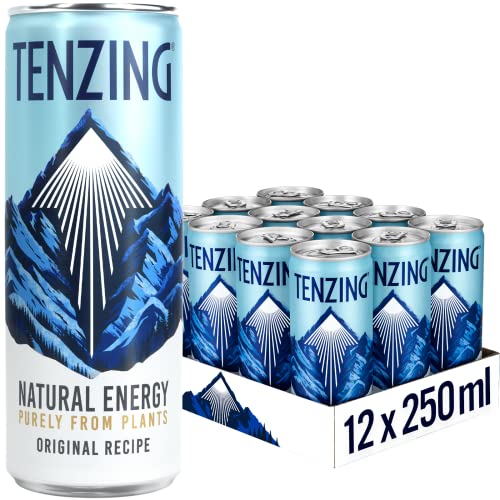TENZING Natural Energy Drink, Plant Based, Vegan, & Gluten Free Drink, Original Recipe, 250ml (Pack of 12)