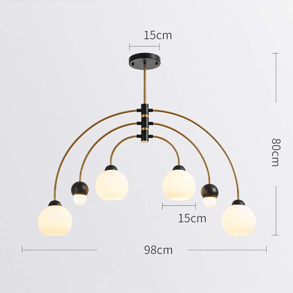 6 Lights Chandelier Modern Sputnik Mid Century Pendant Lighting Matte Glass Globe Ceiling Light Fixture for Kitchen Dining Room Living Room,Golden,6 Lights