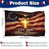 250 Anniversary USA Flag, Double Sided Waterproof Patriotic Eagle Cross Flag 1776-2026, Christian Outdoor Yard Decor (3x5ft)