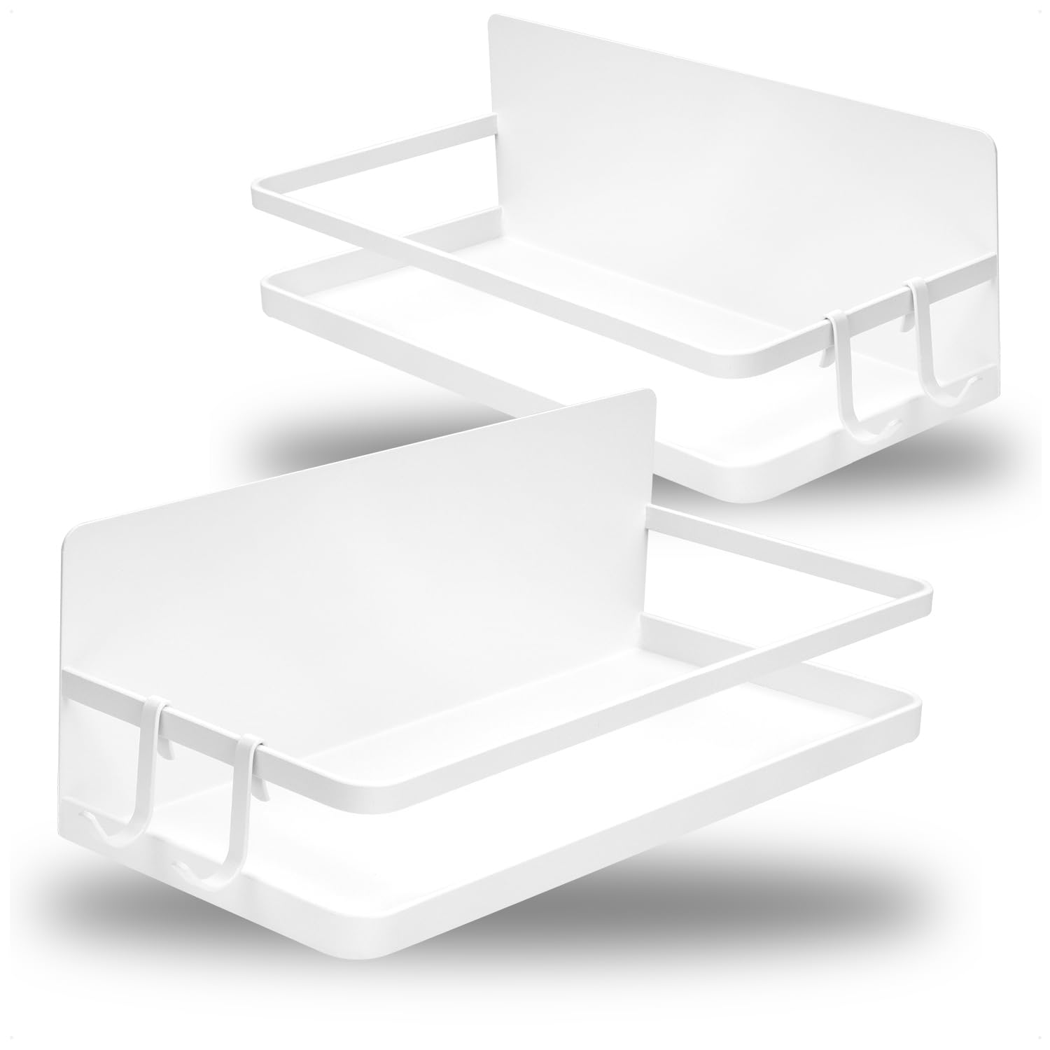 com-four® Ripiano magnetico per frigorifero - Sospeso con 2 ganci ciascuno - Organizer in metallo, capacità di carico fino a 6 kg