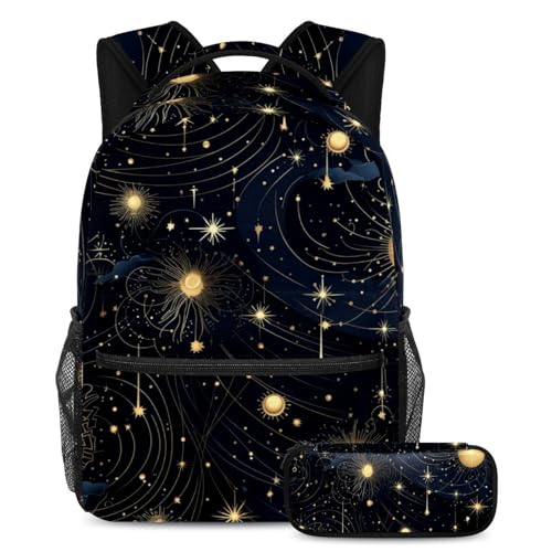Sac à dos Ciel étoilé avec trousse pour ados | Grand sac scolaire fille garçon multicolore