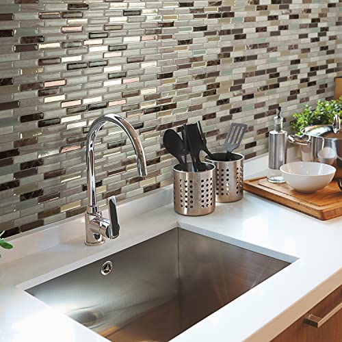 Smart Tiles Peel And Stick Backsplash - 4 Sheets Of 10.20" X 9.00" - 3D Adhesive Peel And Stick Tile Backsplash For Kitchen, Bathroom, Wall Tile #TOP4