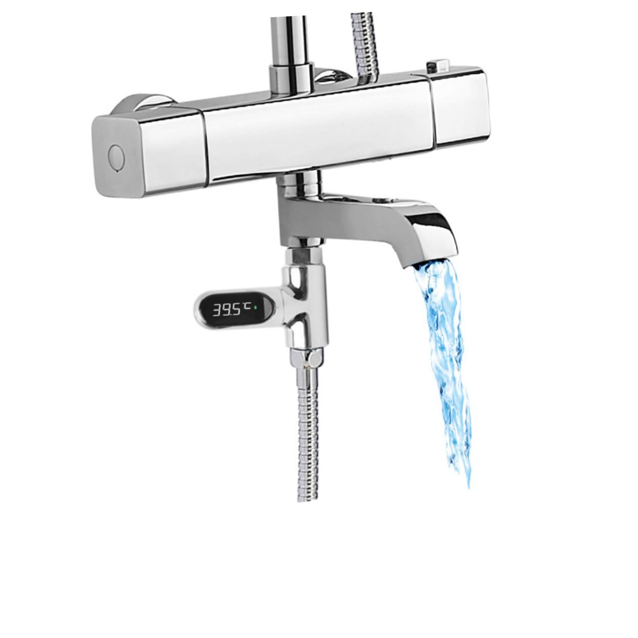 LED Duschwassertemperaturmesser mit LED Display Drehbar Batteriefrei Präziser Sensor Einfache Installation Sicherer Langlebiger Messbereich Geeignet für Babybad
